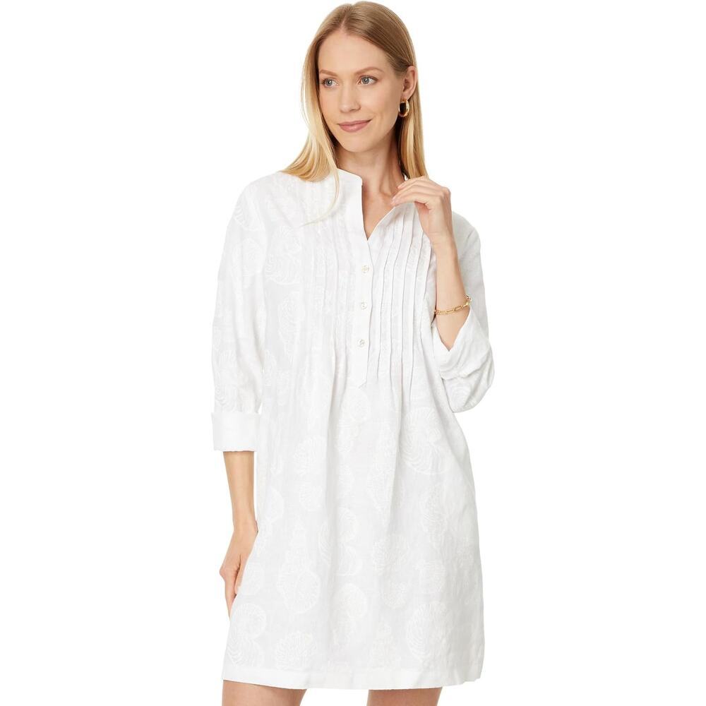 NEW NWT Lilly Pulitzer Rhoda Long Sleeve Linen Popover Dress White Size 4